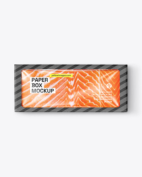 Kraft Paper Box with Salmon Fillet Mockup