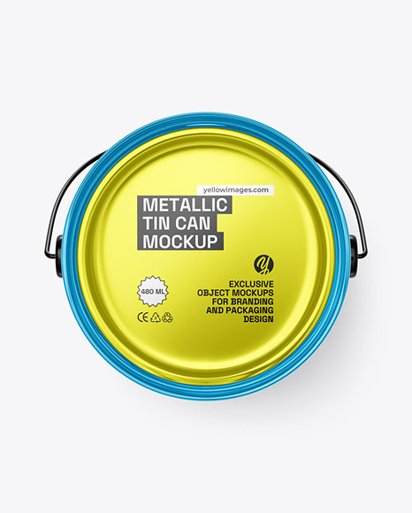 Paint Tin Can w/ Handle Mockup