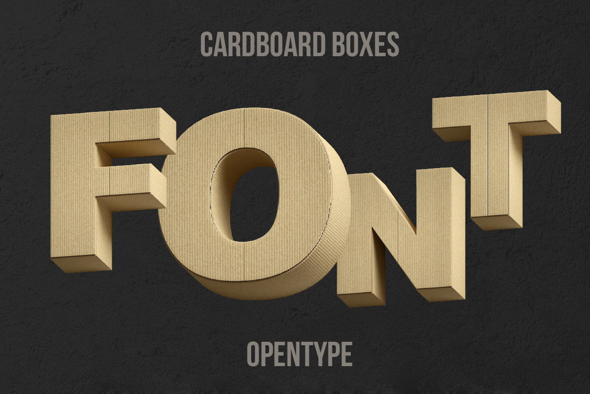 Cardboard Boxes Font on Yellow Images Creative Store