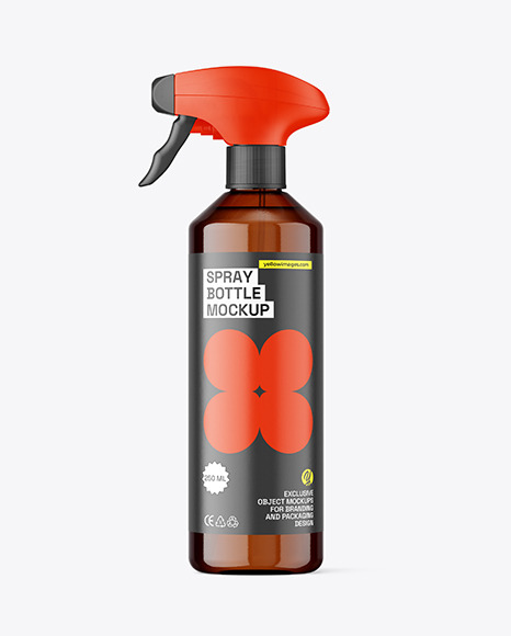 Amber Plastic Spray Bottle Mockup