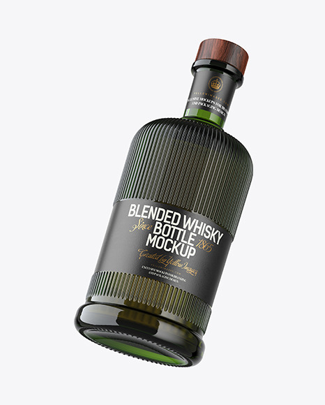 Green Glass Whisky Bottle Mockup