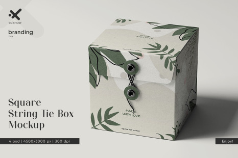 Square String Tie Box Mockup