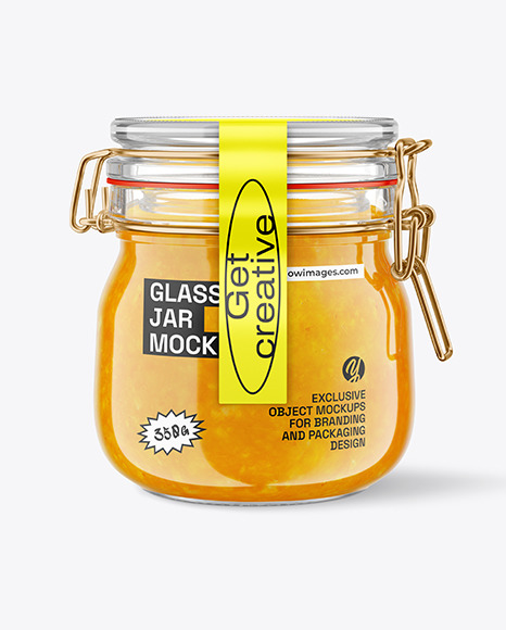 Glass Orange Jam Jar With Clamp Lid Mockup