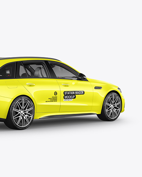 Station Wagon Mockup - Back Half Side View