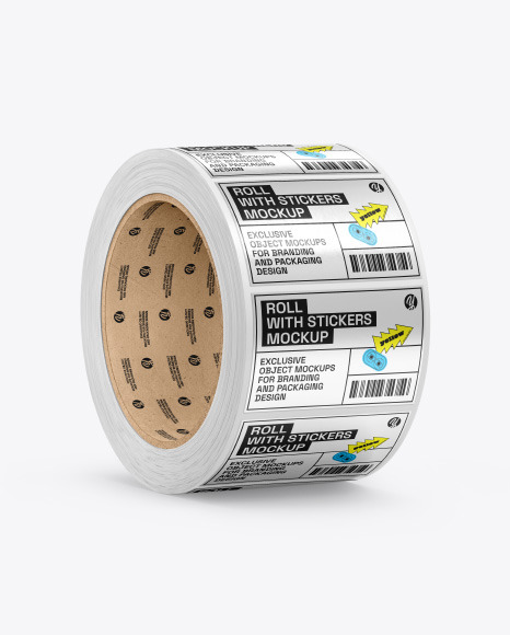 Roll with Metallic Stickers Mockup
