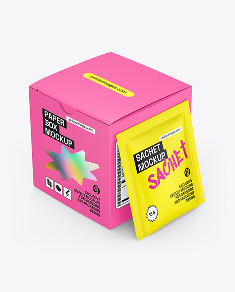 Box with Sachet Mockup