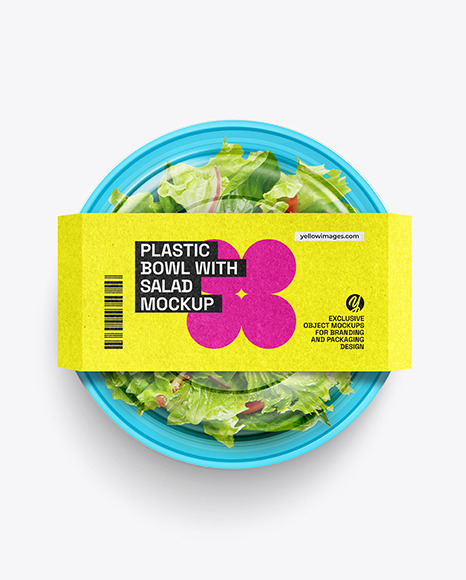 Plastic Bowl With Fresh Salad Mockup