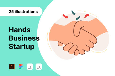 25 Business Startup stylish unique Hands 
illustrations
