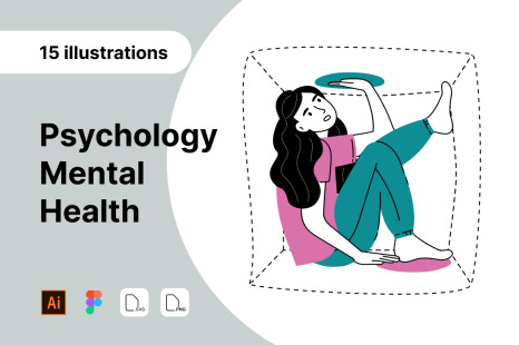 Psychology Mental Health 15 stylish unique illustrations