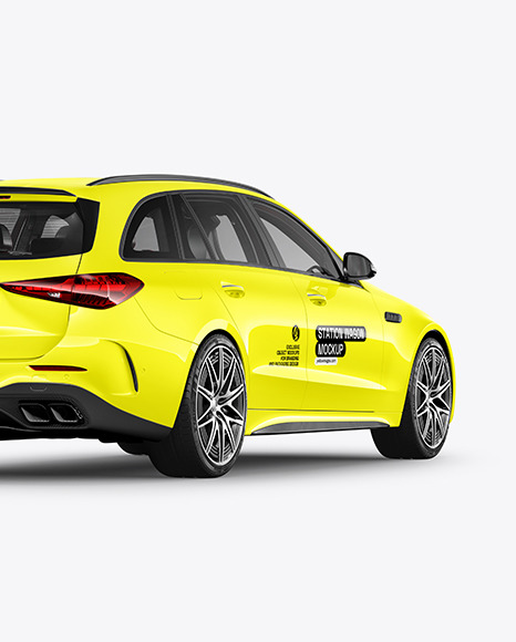 Station Wagon Mockup - Back Half Side View
