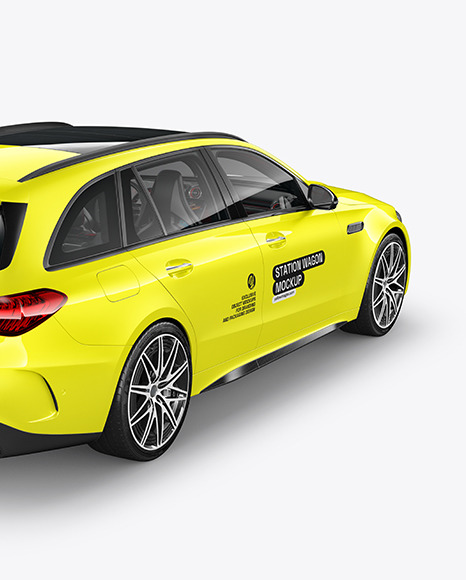 Station Wagon Mockup - Back Half Side View