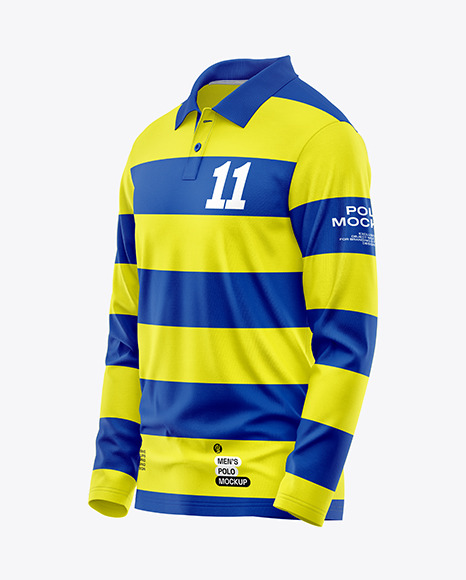 Men&#039;s Long Sleeve Polo Shirt Mockup