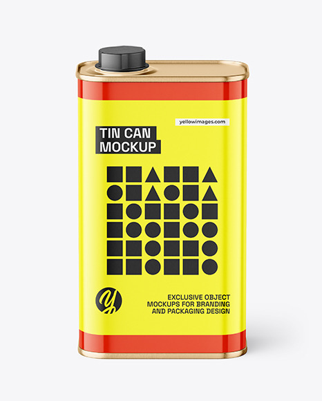 Glossy Square Tin Can Mockup