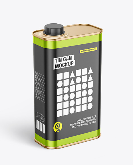 Metallic Square Tin Can Mockup