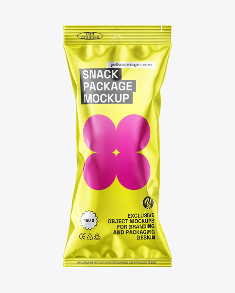 Metallic Snack Flow Pack Mockup