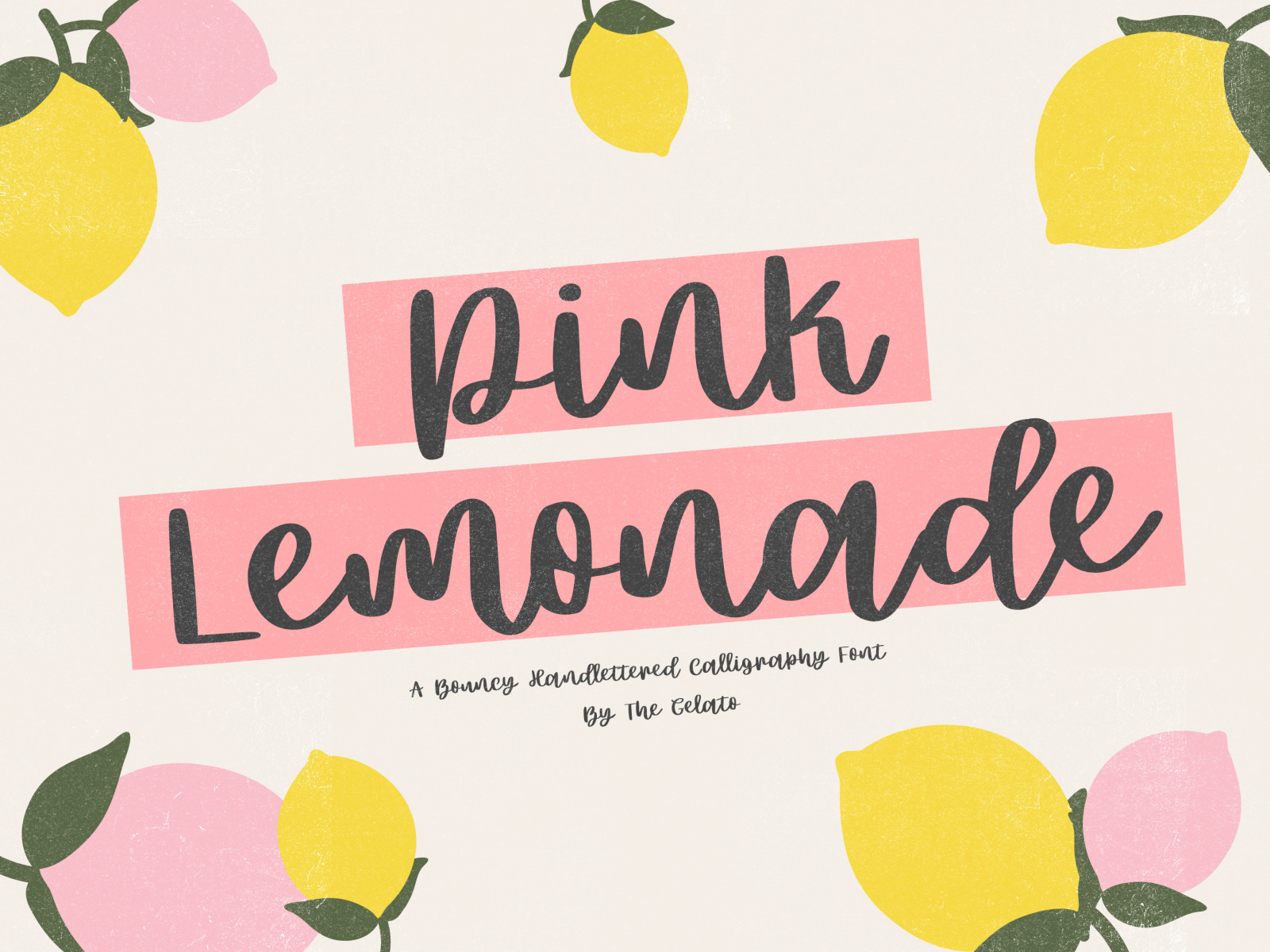 Pink Lemonade Calligraphy Font on Yellow Images Creative Store