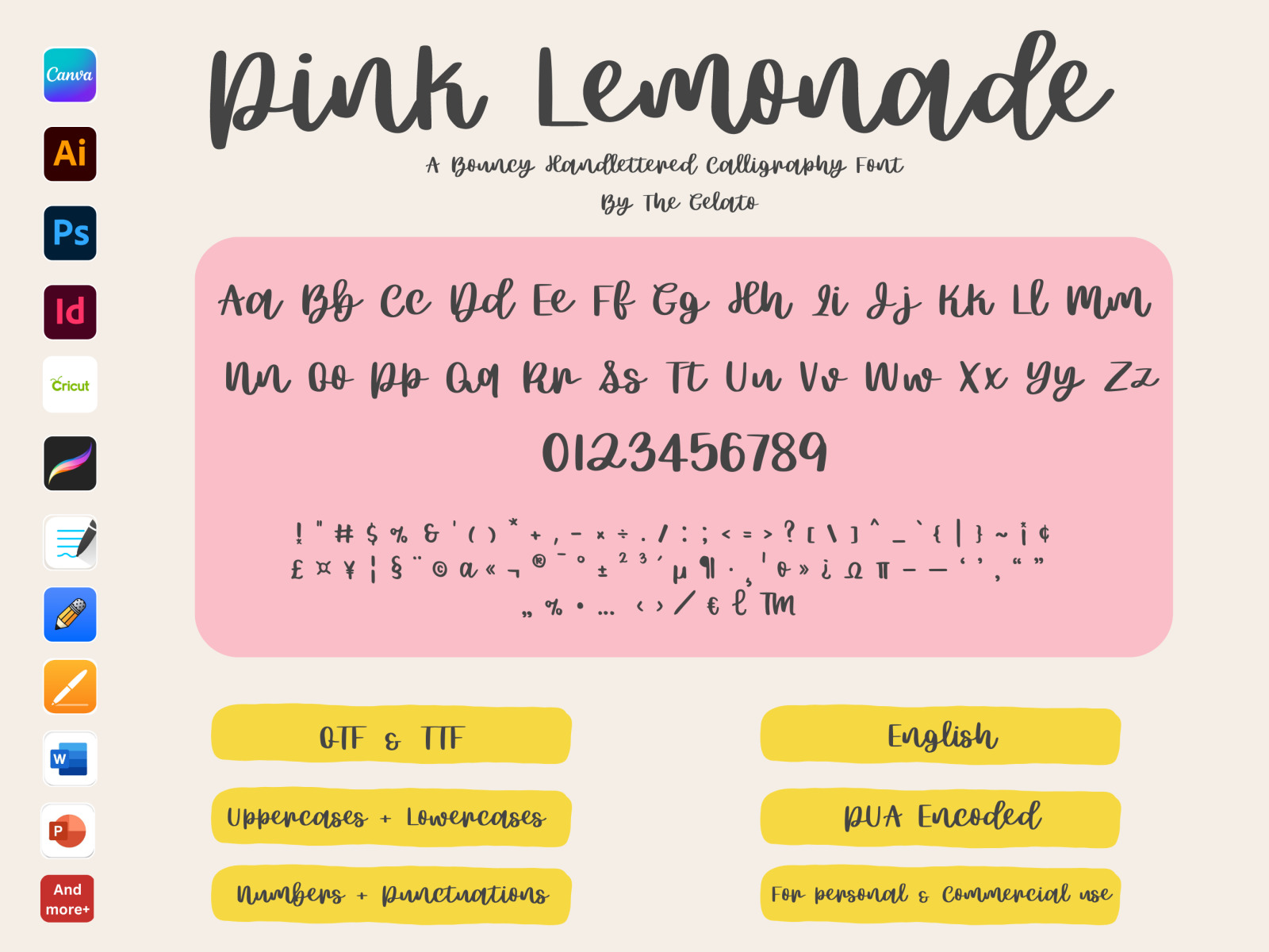 Pink Lemonade Calligraphy Font on Yellow Images Creative Store