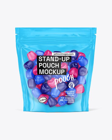Stand-up Pouch with Gummies Mockup