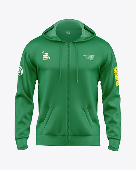 Men&#039;s Full-Zip Hoodie Mockup - Front View