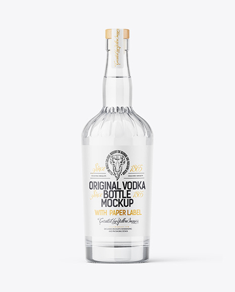 Clear Glass Vodka Bottle Mockup