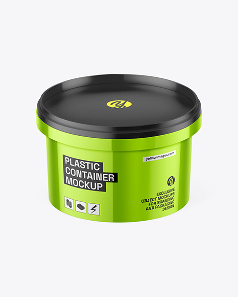 Glossy Metallic Plastic Container Mockup