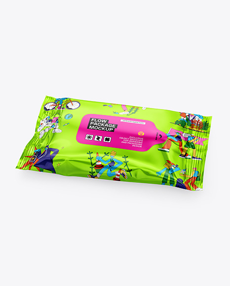 Metallic Wet Wipes Package Mockup