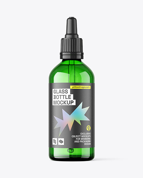 100ml Green Glass Dropper Bottle Mockup
