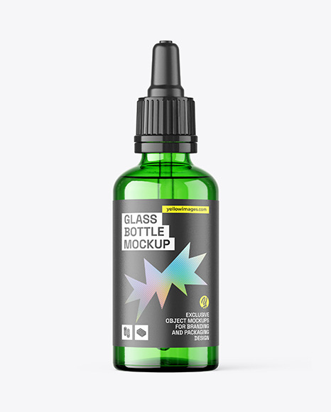 50ml Green Glass Dropper Bottle Mockup