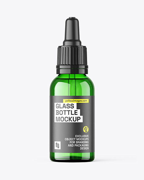 30ml Green Glass Dropper Bottle Mockup