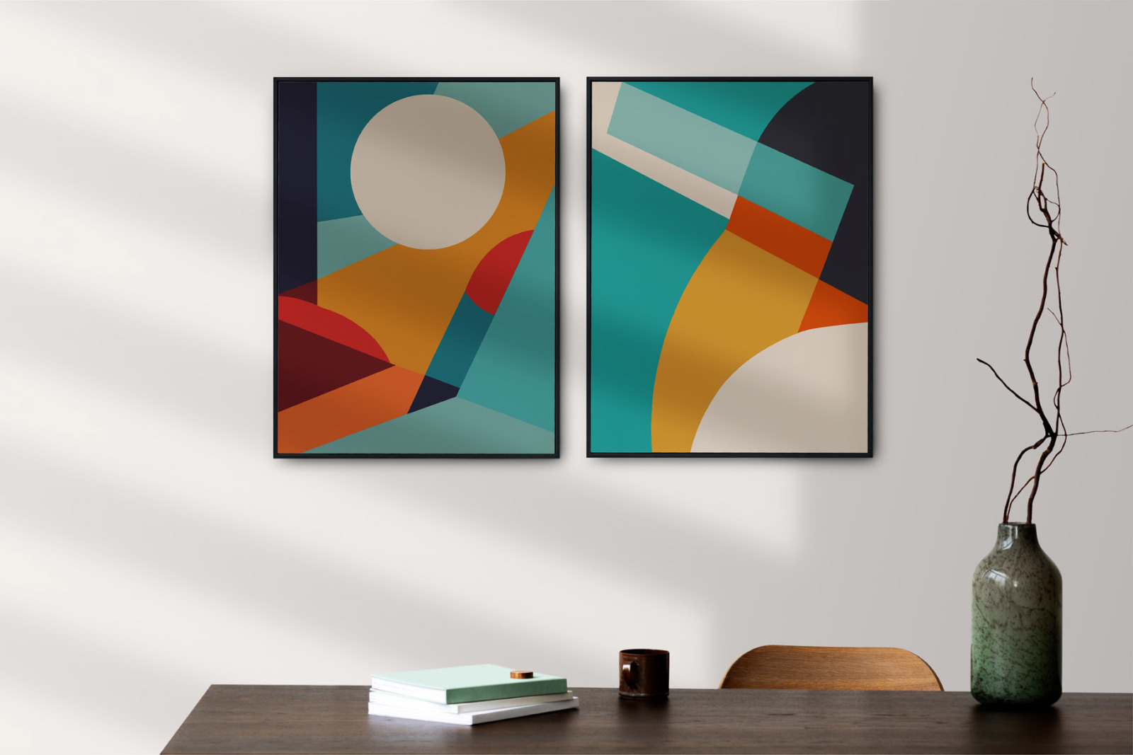 Abstract Geometric Shapes Wall Decor on Yellow Images Creative Store