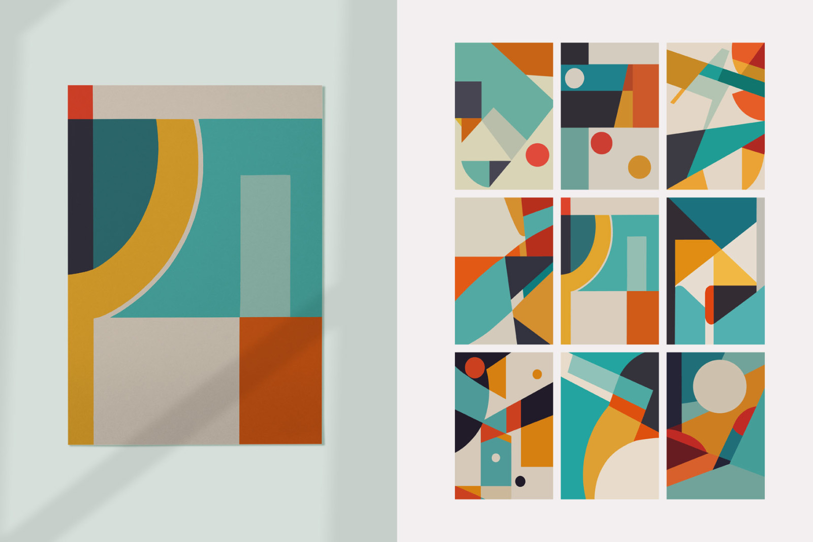 Abstract Geometric Shapes Wall Decor on Yellow Images Creative Store
