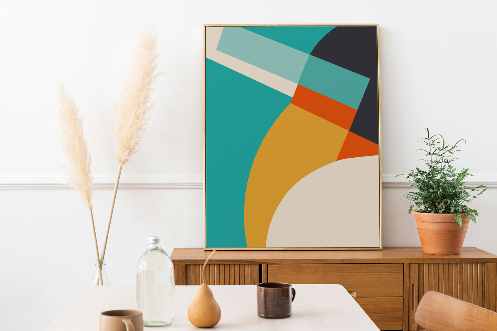 Abstract Geometric Shapes Wall Decor on Yellow Images Creative Store