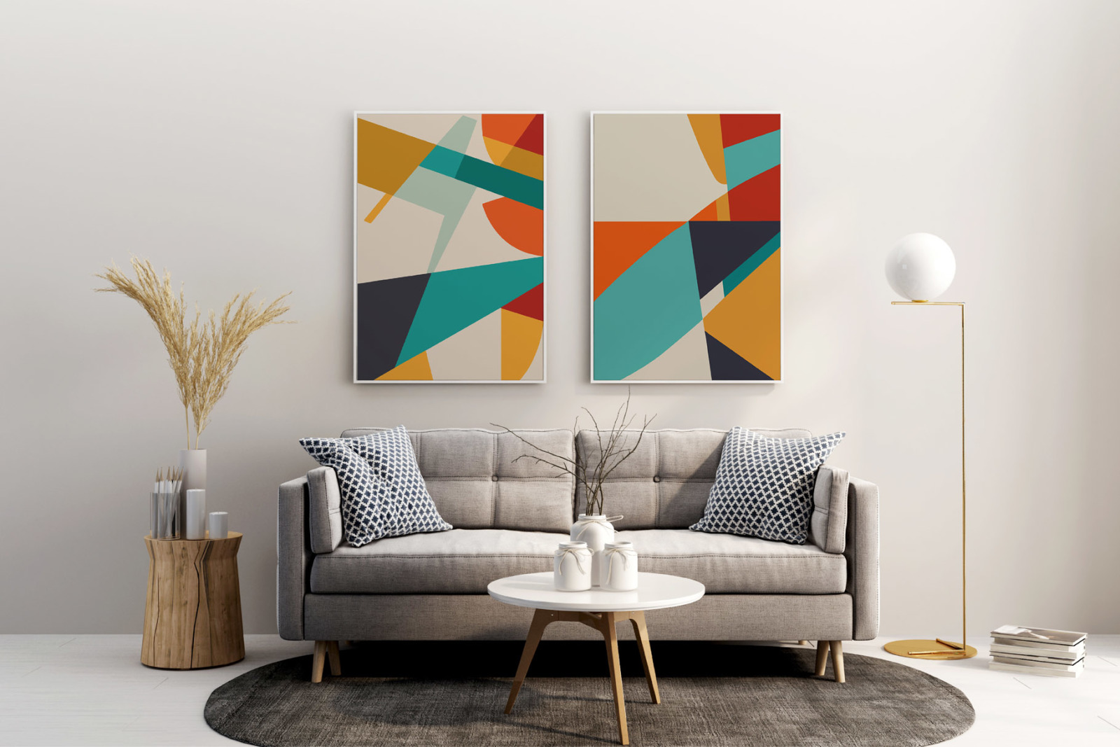 Abstract Geometric Shapes Wall Decor on Yellow Images Creative Store