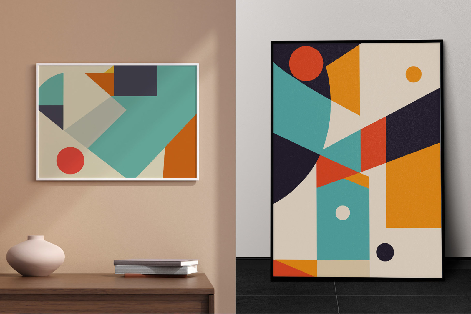 Abstract Geometric Shapes Wall Decor on Yellow Images Creative Store