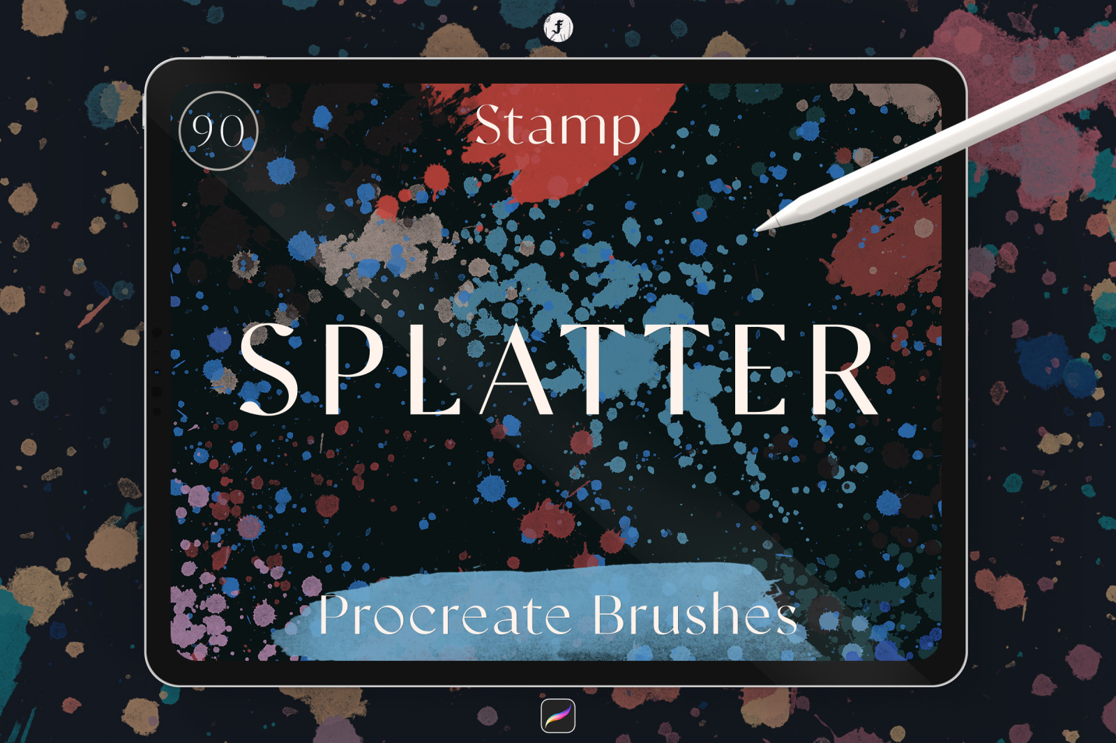 Splatter Stamp Procreate Brushes on Yellow Images Creative Store