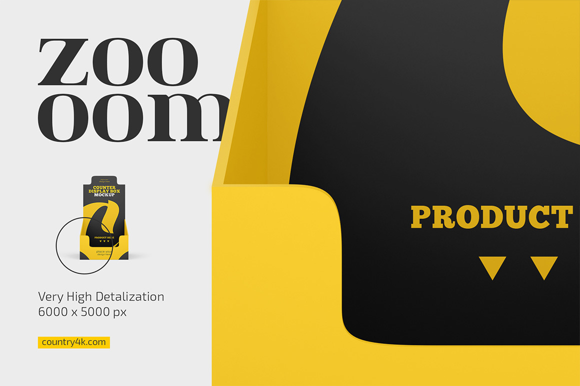 Counter Display Box Mockup Set on Yellow Images Creative Store