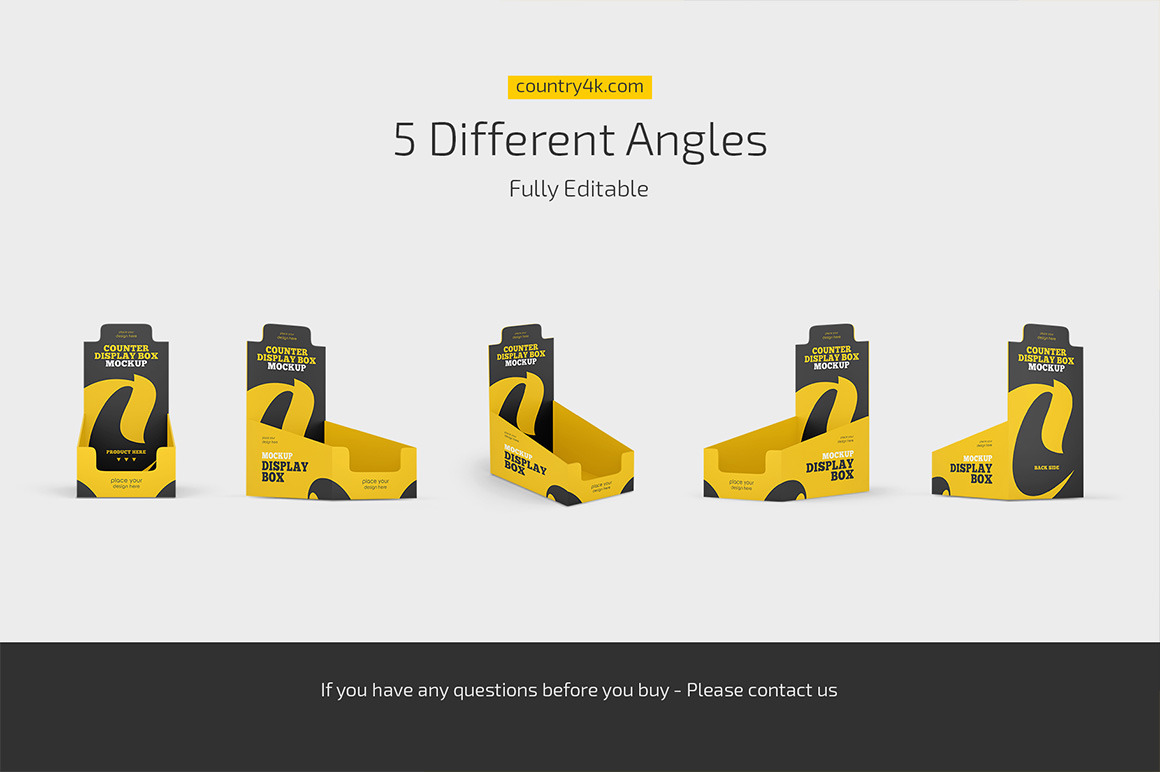Counter Display Box Mockup Set on Yellow Images Creative Store