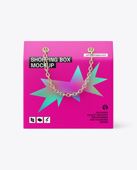 Shopping Box W/ Chain Handles Mockup