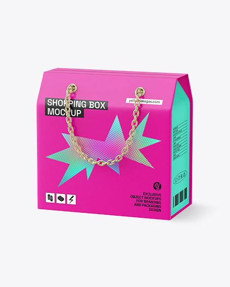 Shopping Box W/ Chain Handles Mockup