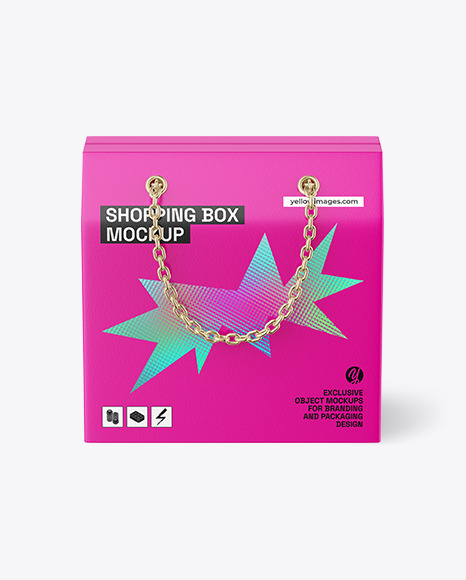 Shopping Box W/ Chain Handles Mockup