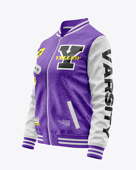 Melange Women&#039;s Varsity Bomber Jacket Mockup