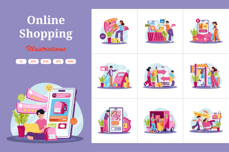 M708_Online Shopping Illustration Pack