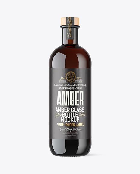 Amber Glass Vodka Bottle Mockup