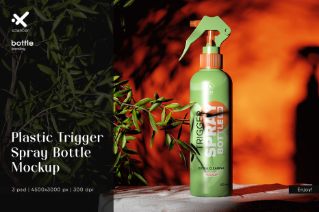 Plastic Trigger Spray Bottle Mockup
