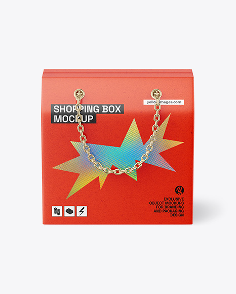Kraft Shopping Box W/ Chain Handles Mockup