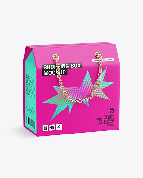 Shopping Box W/ Chain Handles Mockup