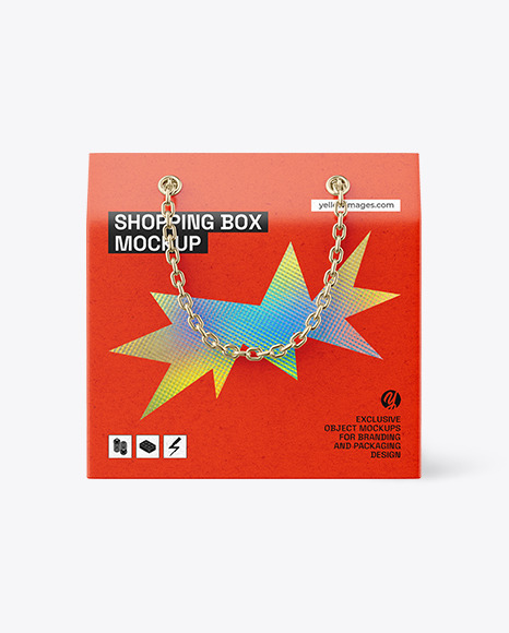 Kraft Shopping Box W/ Chain Handles Mockup