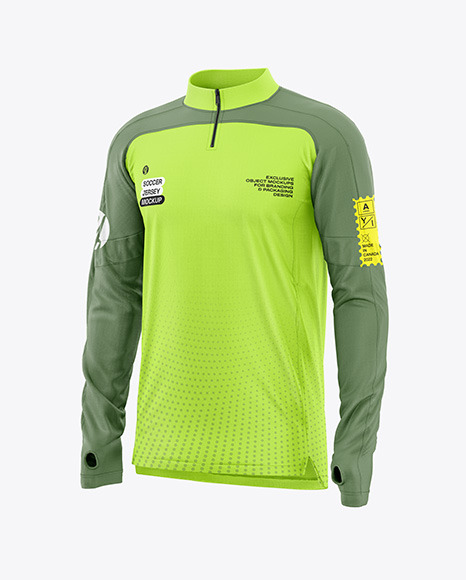 Long Sleeve Soccer Jersey Mockup - Half Side View