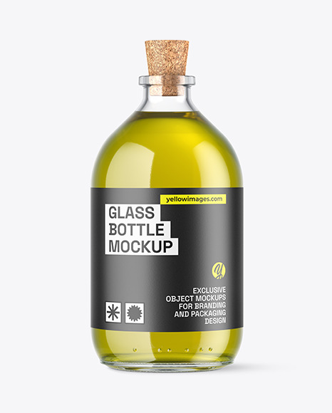 Clear Glass Olive Oil Bottle Mockup