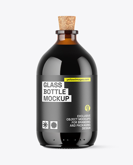 Amber Glass Bottle Mockup